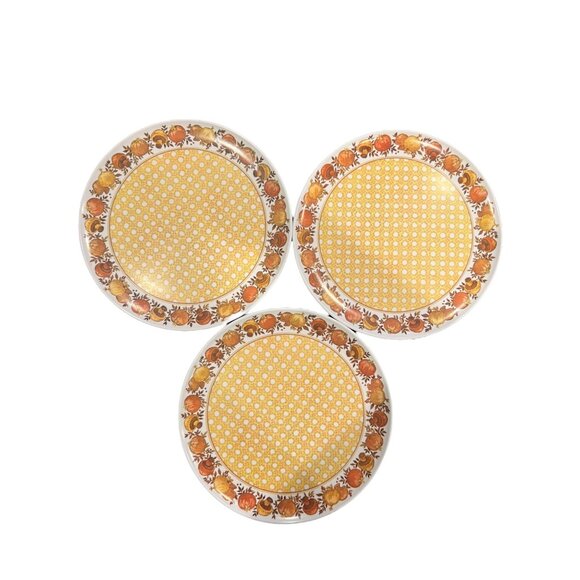 Vintage Lexington Melamine Plates Basket Weave‎ Mushrooms & Onions MCM Set of 3 - Picture 1 of 9